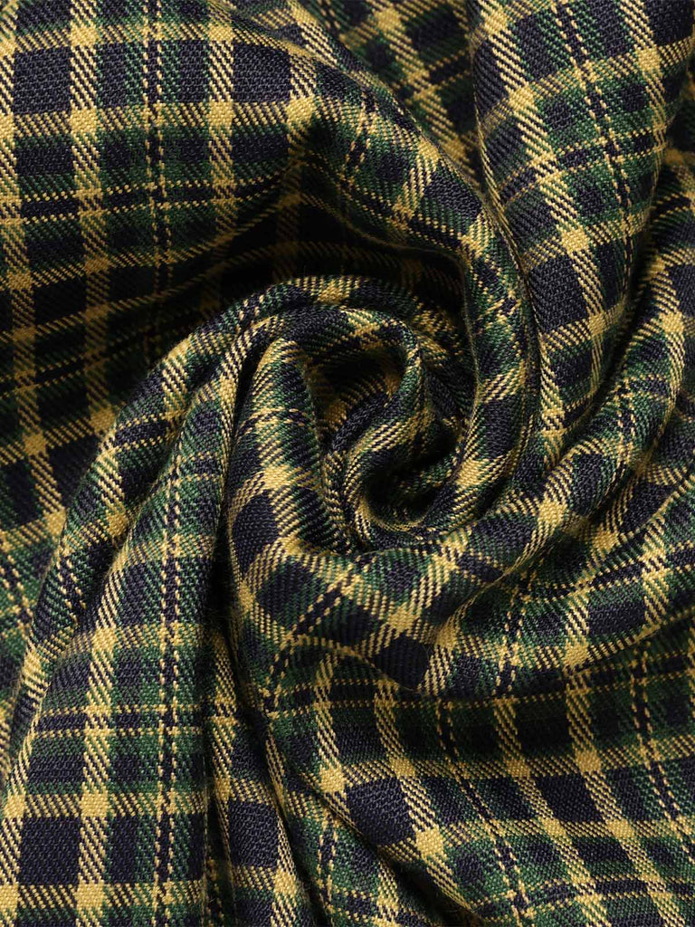 Abito patchwork plaid con revers verde anni '50