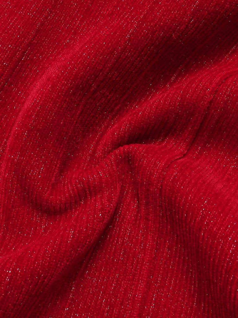 Abito in pelliccia sintetica con spalle scoperte rosso anni '60