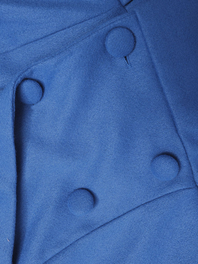 Cappotto con ampi revers e maniche a lanterna blu anni '60