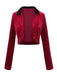 Giacca bolero in velluto con risvolto a contrasto rosso anni '30