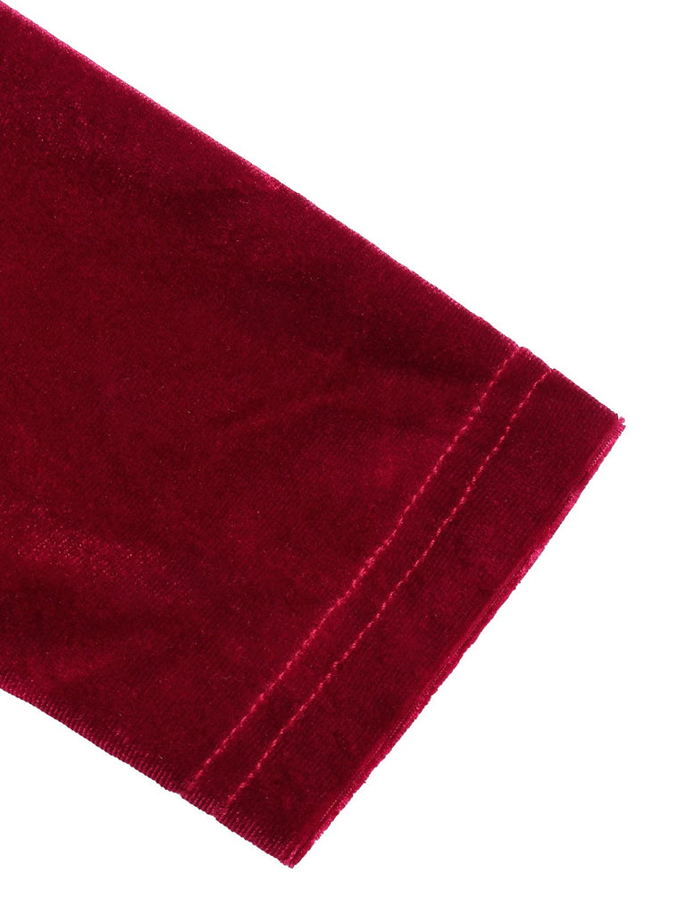 Giacca bolero in velluto con risvolto a contrasto rosso anni '30