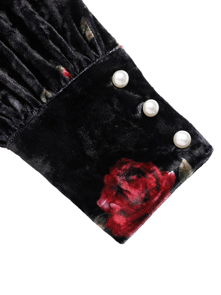 Abito a sirena rosé in velluto nero anni '30