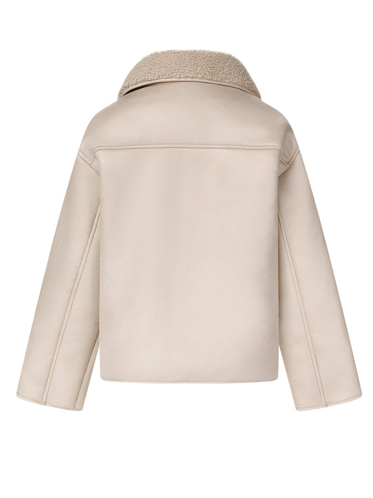 Cappotto in pile polare con fodera beige anni '60