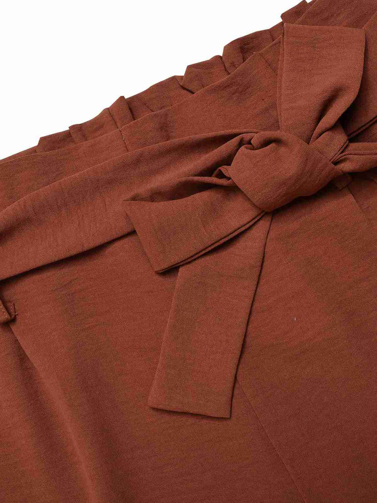 2PCS Top con scollo a V e pantaloni larghi anni '30