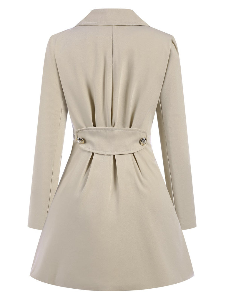 Cappotto doppiopetto con revers a tinta unita anni '70