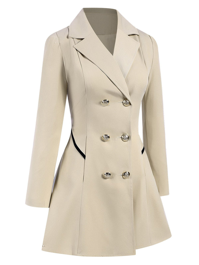 Cappotto doppiopetto con revers a tinta unita anni '70