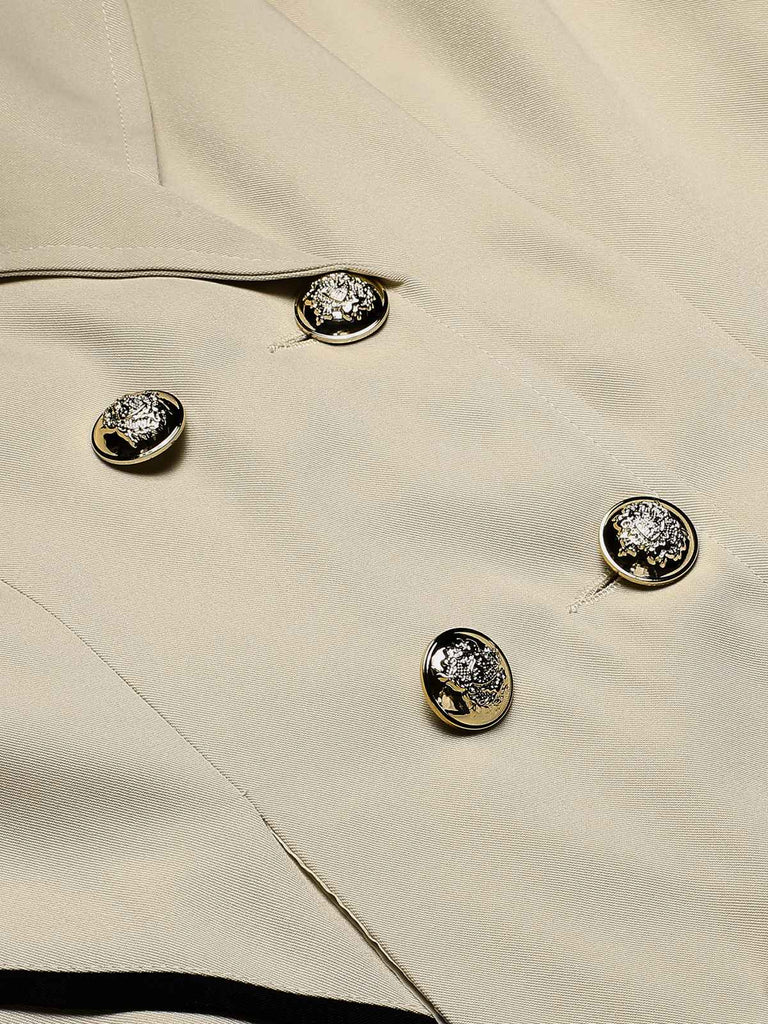 Cappotto doppiopetto con revers a tinta unita anni '70