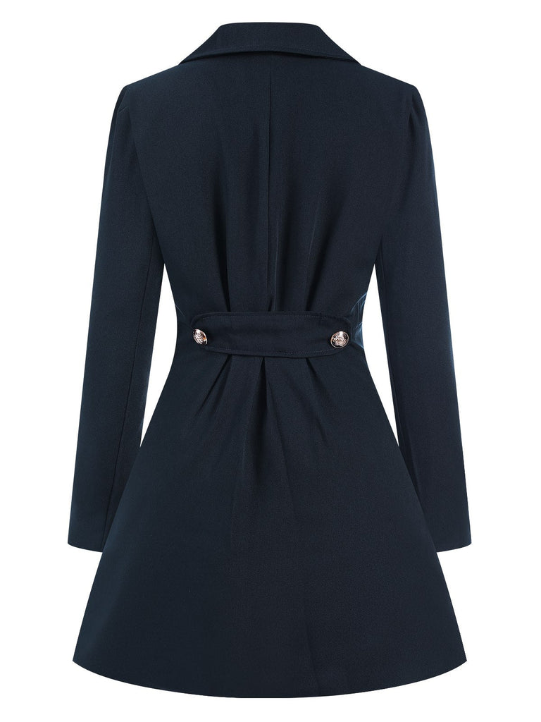 Cappotto doppiopetto con revers a tinta unita anni '70