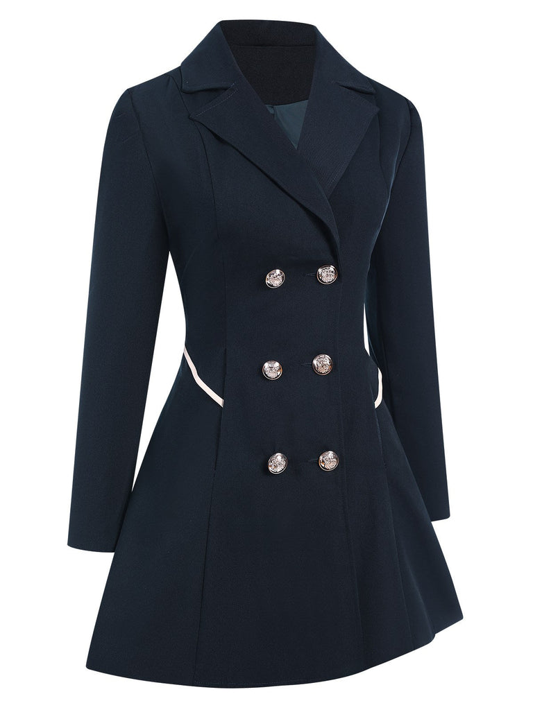 Cappotto doppiopetto con revers a tinta unita anni '70