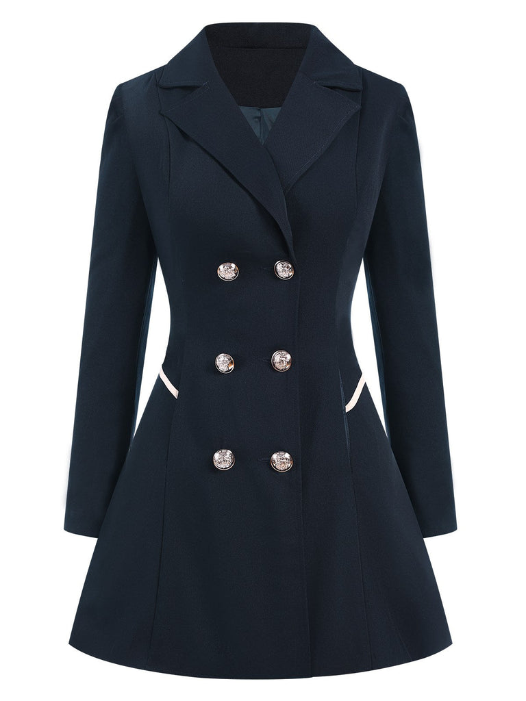 Cappotto doppiopetto con revers a tinta unita anni '70