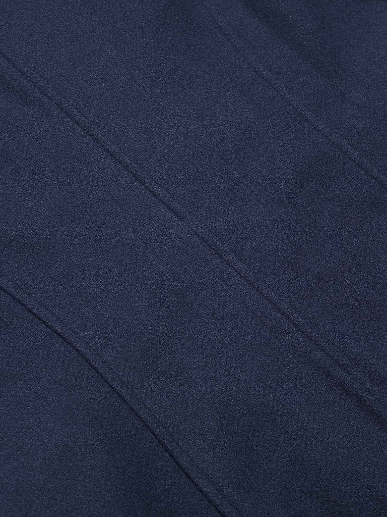 Cappotto doppiopetto con collo alto blu anni '40