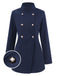 Cappotto doppiopetto con collo alto blu anni '40