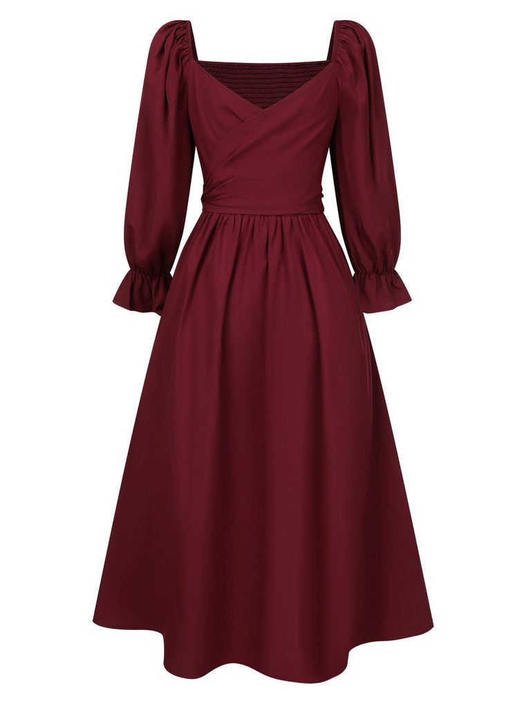 Abito reversibile con maniche a sbuffo e volant anni '40