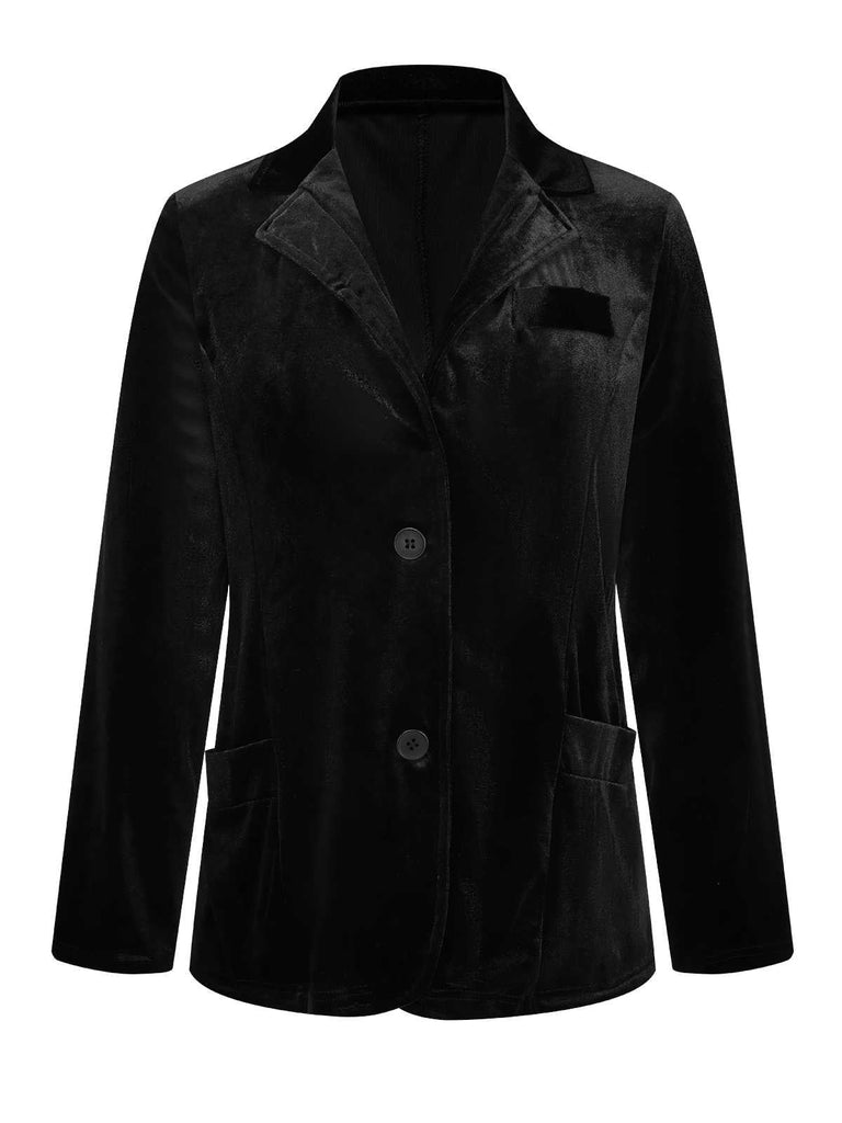 Cappotto in velluto con tasche e revers anni '30