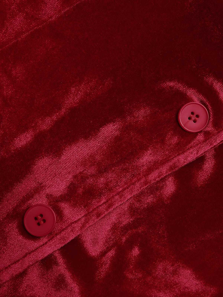 Cappotto in velluto con tasche e revers anni '30