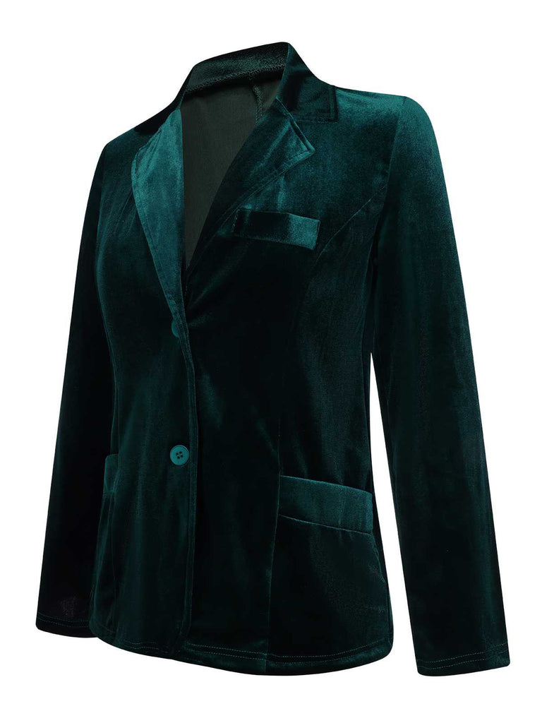 Cappotto in velluto con tasche e revers anni '30