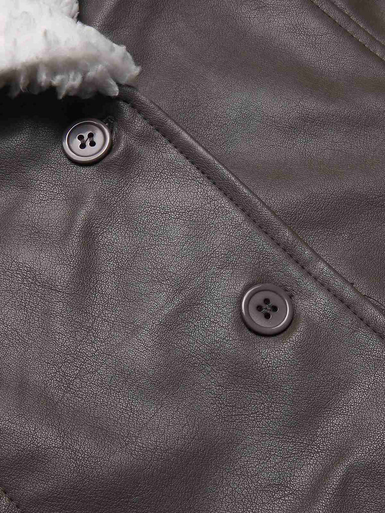 Cappotto in similpelle con cintura grigio anni '60