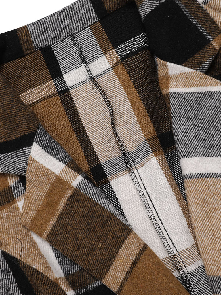 Cappotto senza maniche a quadri con revers multicolore anni '70