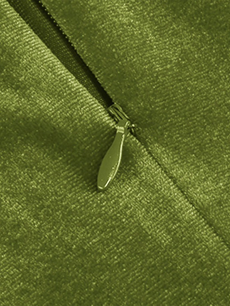 Abito a ruota in velluto tinta unita con scollo a V anni '50