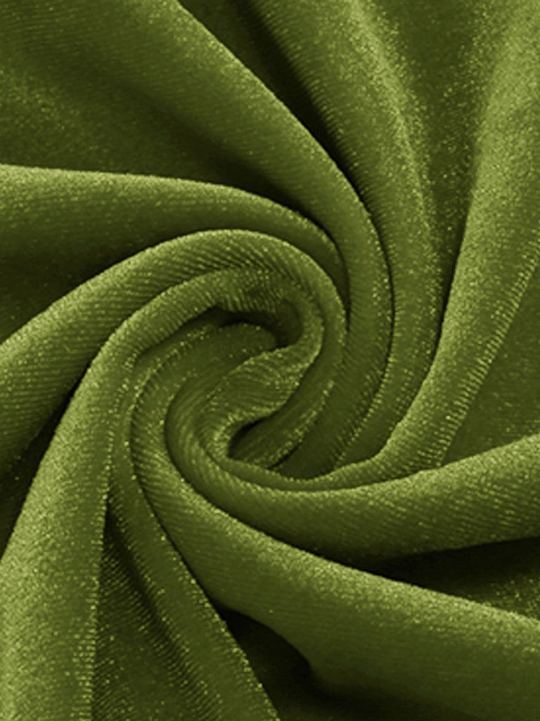 Abito a ruota in velluto tinta unita con scollo a V anni '50