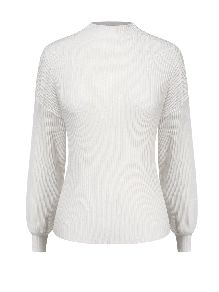 2PCS Maglione bianco e gonna a quadri marrone anni '40