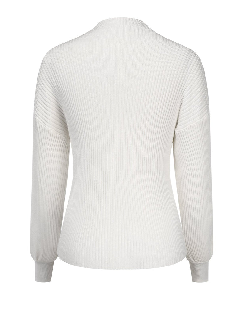 2PCS Maglione bianco e gonna a quadri marrone anni '40