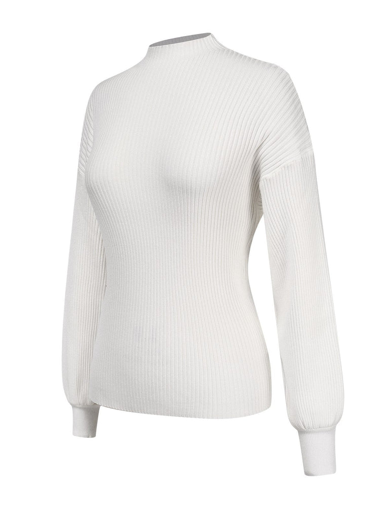 2PCS Maglione bianco e gonna a quadri marrone anni '40