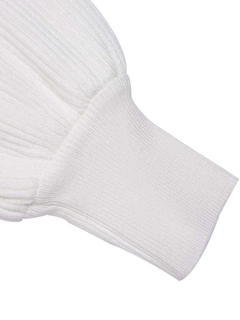 2PCS Maglione bianco e gonna a quadri marrone anni '40