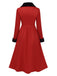 Cappotto con collo di pelliccia rosso e nero anni '50