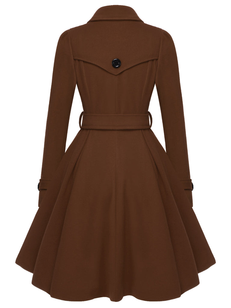 Cappotto aderente con revers in tinta unita anni '50