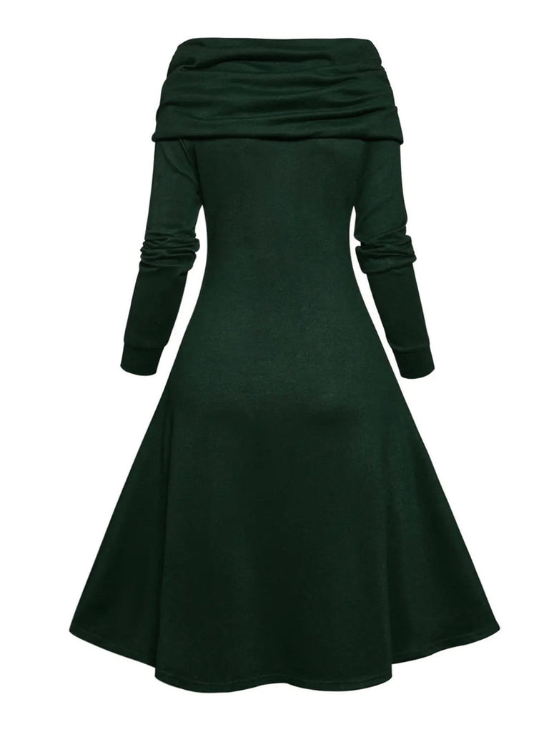 Abito a ruota in maglia con scollo a cappuccio anni '50