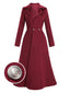 Cappotto lungo in pelle scamosciata revers bordeaux anni '30