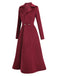 Cappotto lungo in pelle scamosciata revers bordeaux anni '30