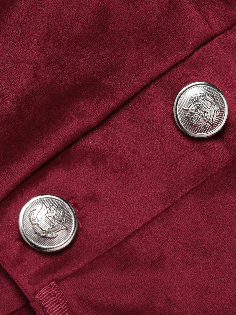 Cappotto lungo in pelle scamosciata revers bordeaux anni '30