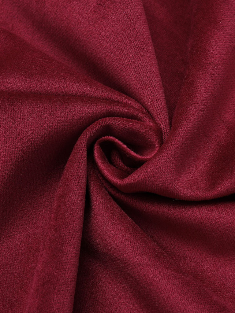 Cappotto lungo in pelle scamosciata revers bordeaux anni '30