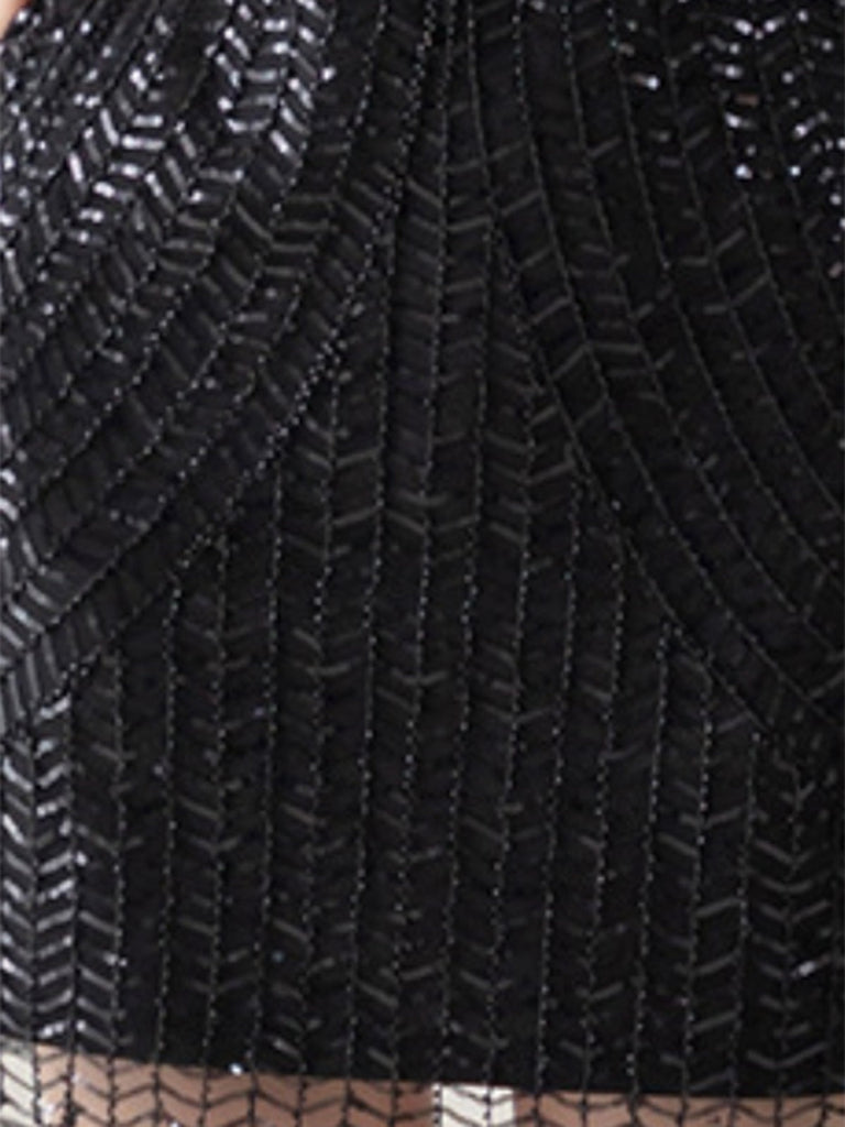 Abito da sera paillettes scollo a V nero anni '20