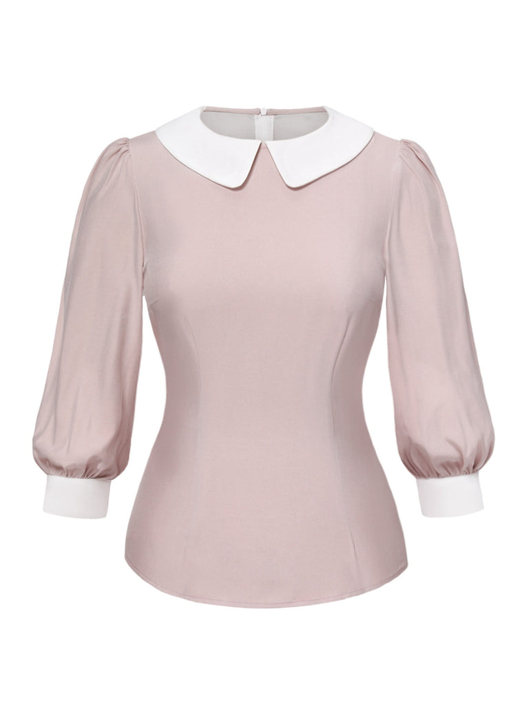 2PCS Camicetta rosa e abito grigio colorblock anni '40