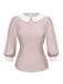 2PCS Camicetta rosa e abito grigio colorblock anni '40