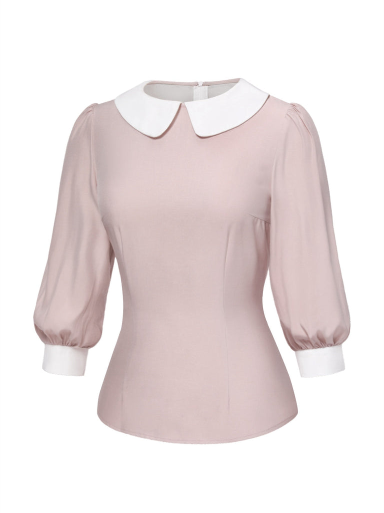 2PCS Camicetta rosa e abito grigio colorblock anni '40