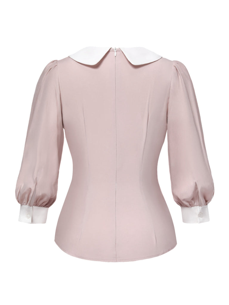 2PCS Camicetta rosa e abito grigio colorblock anni '40