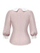 2PCS Camicetta rosa e abito grigio colorblock anni '40