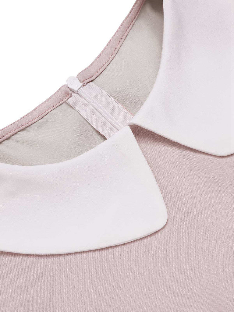 2PCS Camicetta rosa e abito grigio colorblock anni '40