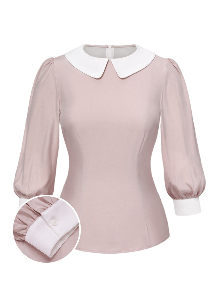 2PCS Camicetta rosa e abito grigio colorblock anni '40