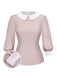 2PCS Camicetta rosa e abito grigio colorblock anni '40