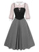 2PCS Camicetta rosa e abito grigio colorblock anni '40