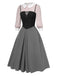 2PCS Camicetta rosa e abito grigio colorblock anni '40
