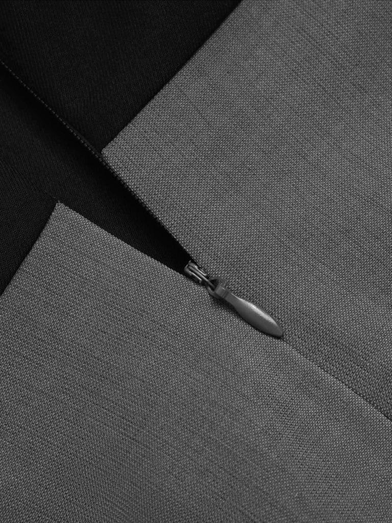 2PCS Camicetta rosa e abito grigio colorblock anni '40