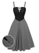 2PCS Camicetta rosa e abito grigio colorblock anni '40