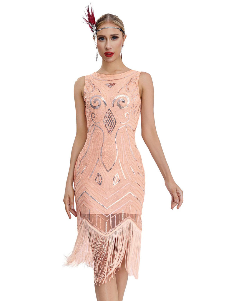 Abito senza maniche paillettes frange anni '20