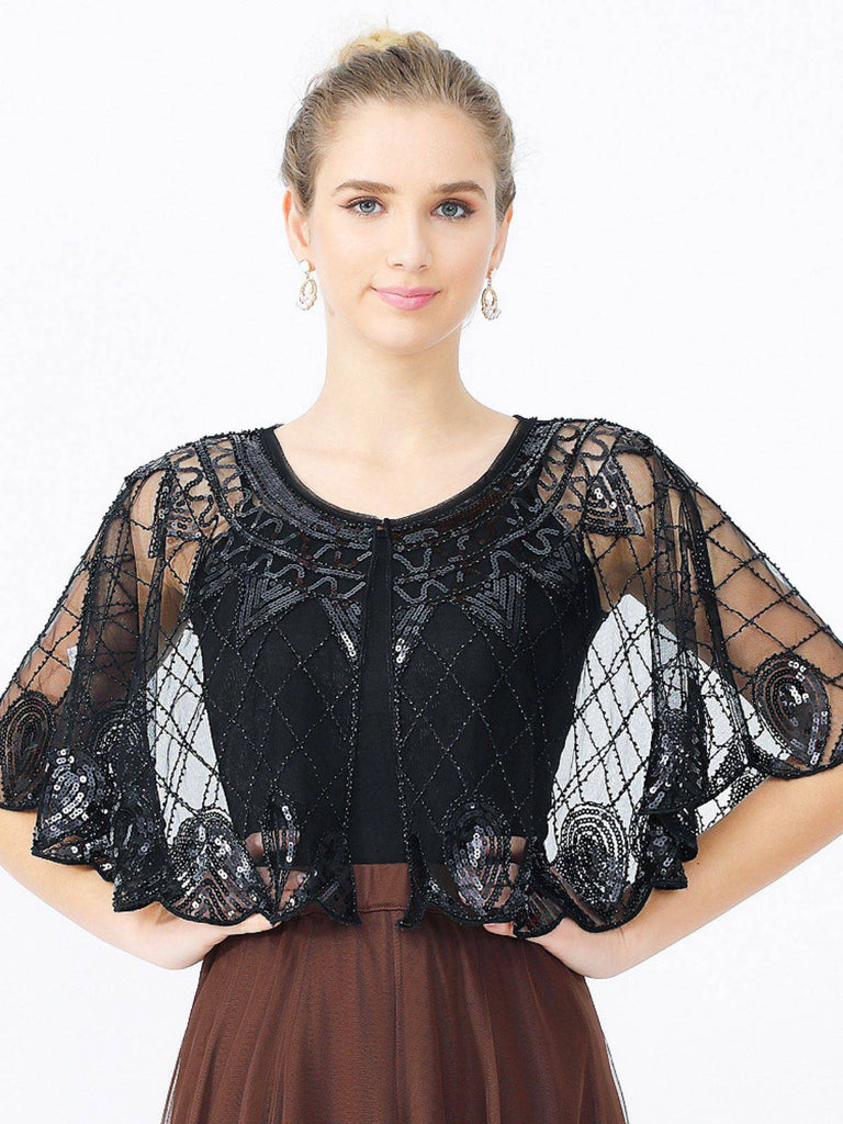 Mantello Argyle paillettes in rete vintage anni '20